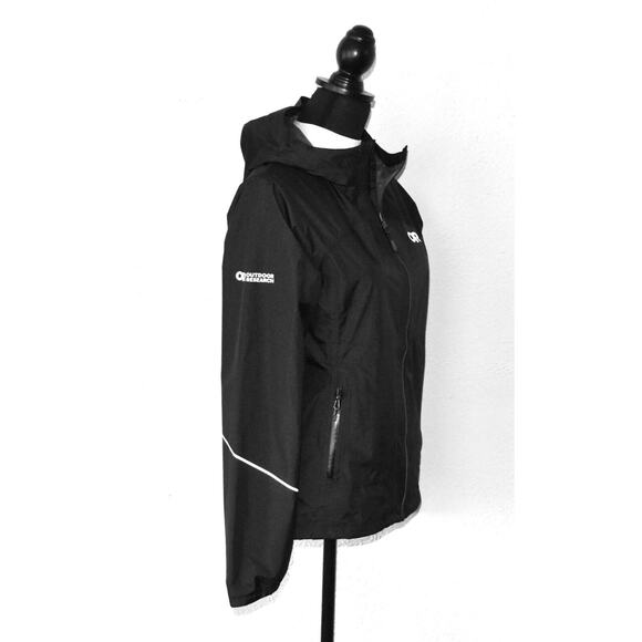 A8 NEW OUTDOOR RESEARCH OR Black Nylon W Helium Hooded Rain Jacket Size XS $250 - Picture 2 of 10